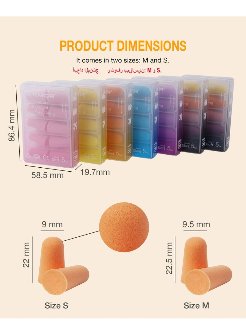 EARMOR E01 (5 Pairs )Pink Sleep Earplugs for Sleeping, SNR 36 dB, 60s Slow‑Rebound Memory Foam, Comfortable Ear Protection, Latex & PVC Free, Portable Case for Peaceful Sleep S/M Two Size To Chose - Image 5